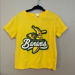 Rabbit skins sz 4 custom kids yellow Savannah banana fan kid shirt baseball game
